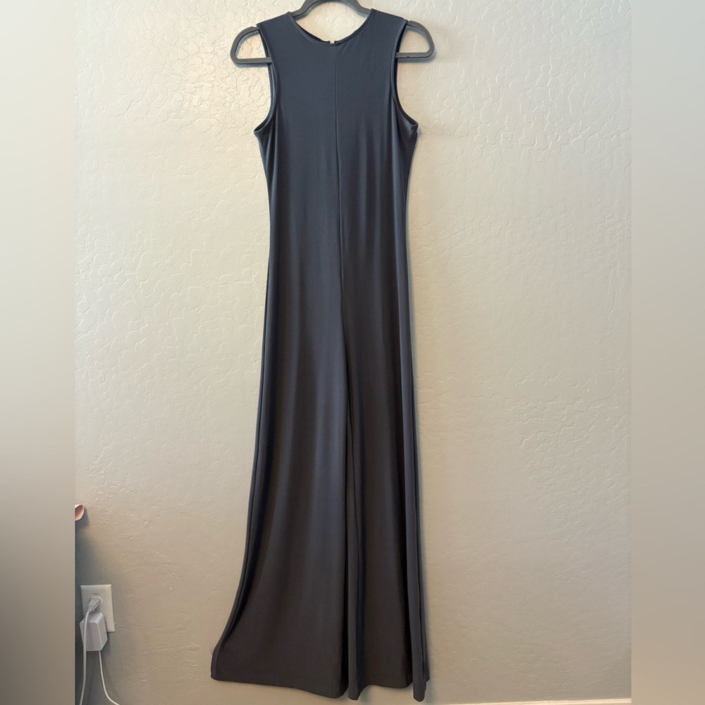 Norma Kamali timeless gray sleeveless slinky jersey jumpsuit size medium